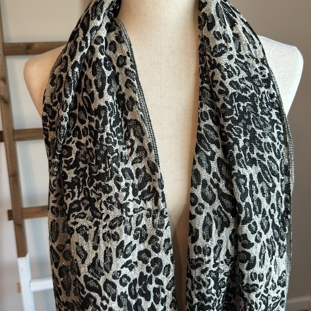 Animal Print Scarf with Fringe - Picture 10 of 17